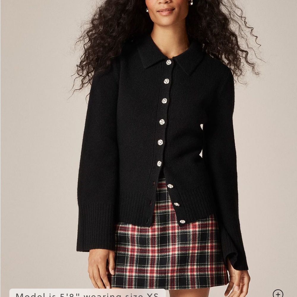 J. Crew Milano-stitch cinched-waist cardigan with‎ embellished buttons Small red - Picture 8 of 8